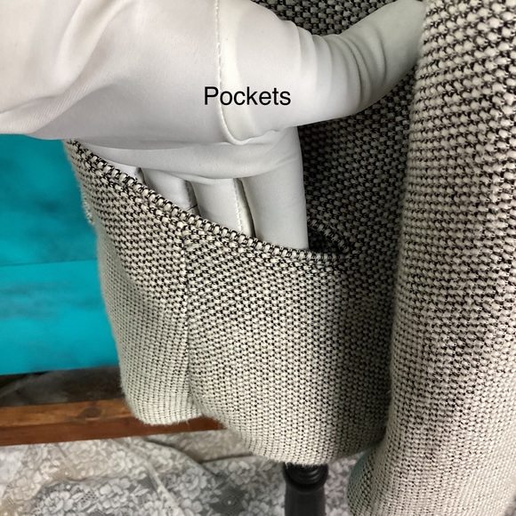 H&M Black and White Tweed Slim Fit Blazer Single Breast Women’s Fitted Blazer, 8 - Picture 3 of 8